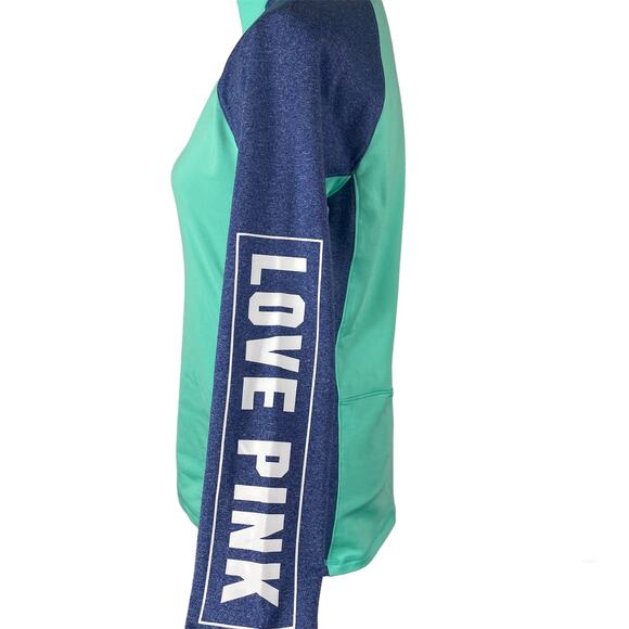 Pink Victorias Secret Ultimate 1/2 Zip Up Pullover Mint Green Womens Med Pocket - Picture 4 of 11